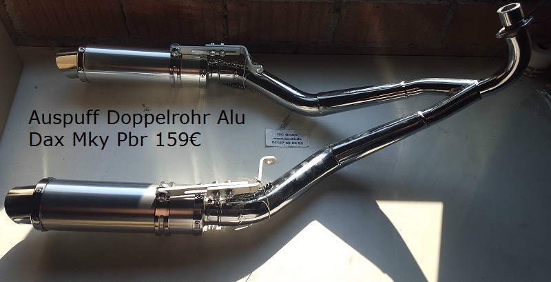 Auspuff Doppelrohr Alu Dax Mky PBR 1