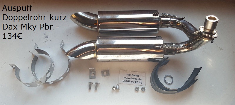 Doppelrohr Auspuff kurz Mky Dax Pbr 1
