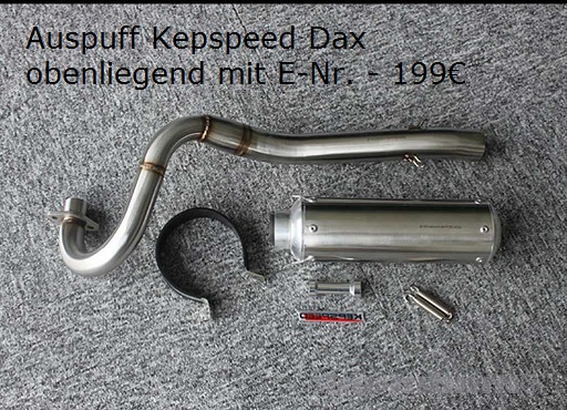 Kepspeed Auspuff Dax obenliegend mit E-Nr. 1